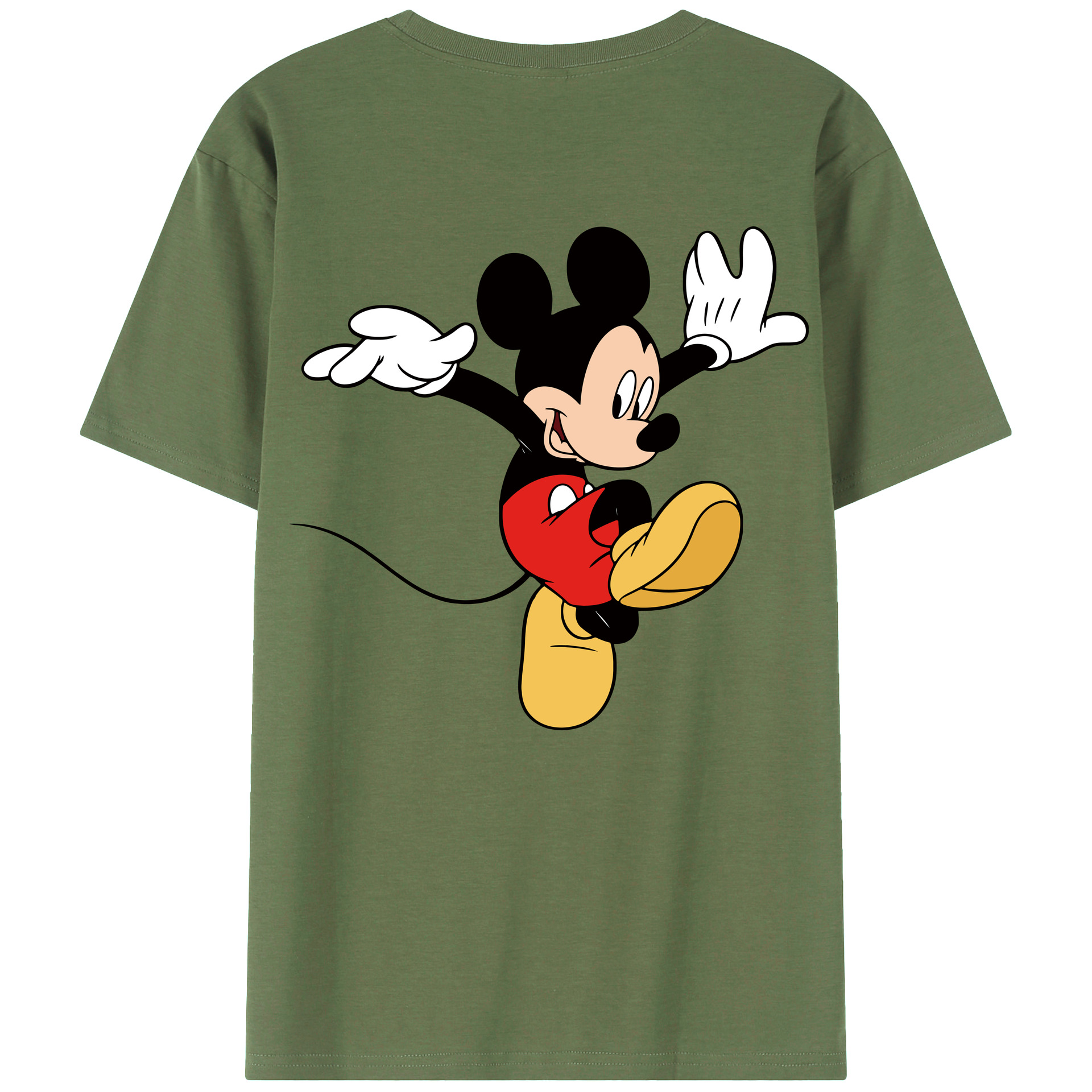 ミッキーマウス Mickey Mouse 綿100％ メンズ半袖Tシャツ（バックプリント） 通気性